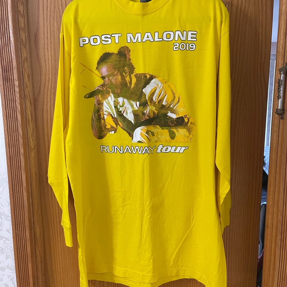 Vibrant Yellow Long Sleeve Tee with Graphic Design